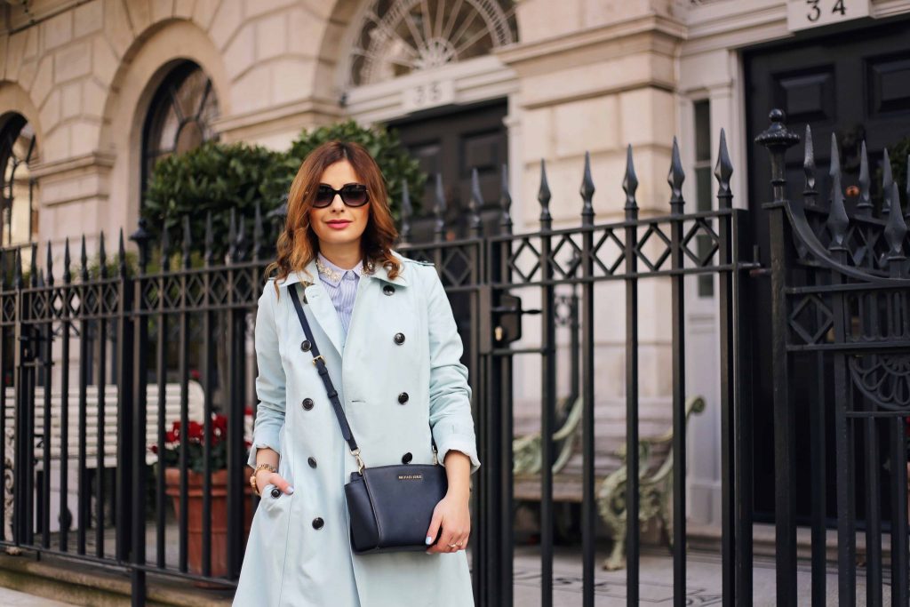 sporty vibe, blue trench coat
