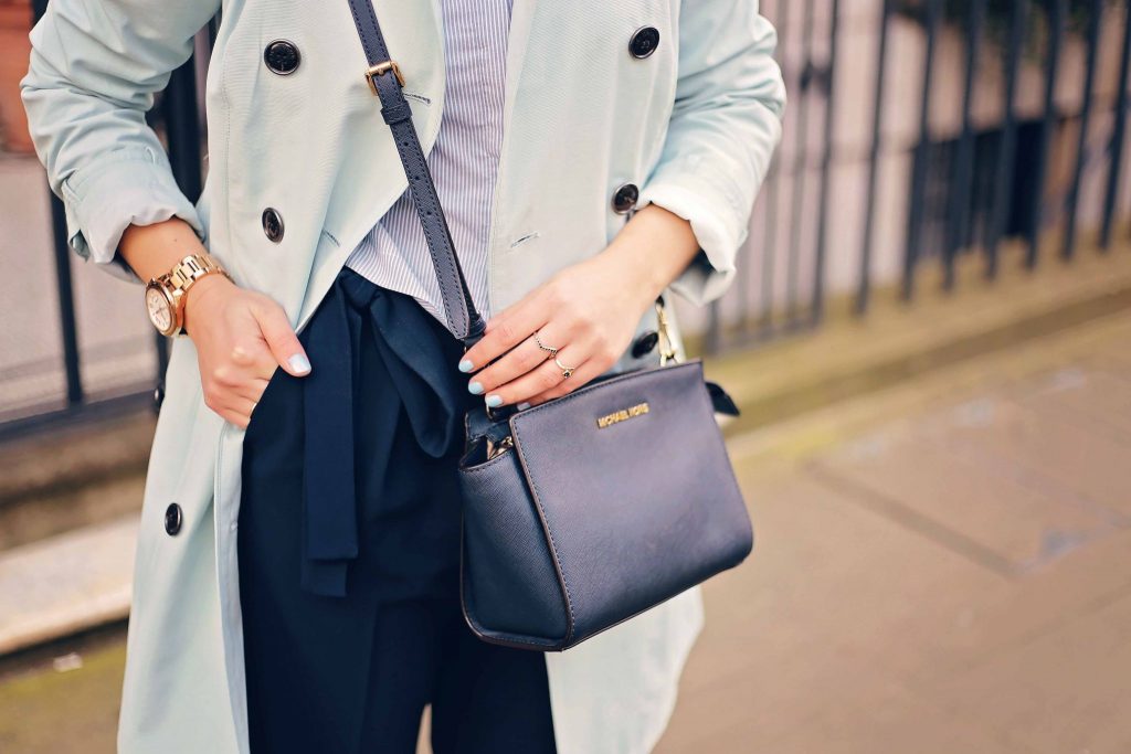 sporty vibe, blue trench coat