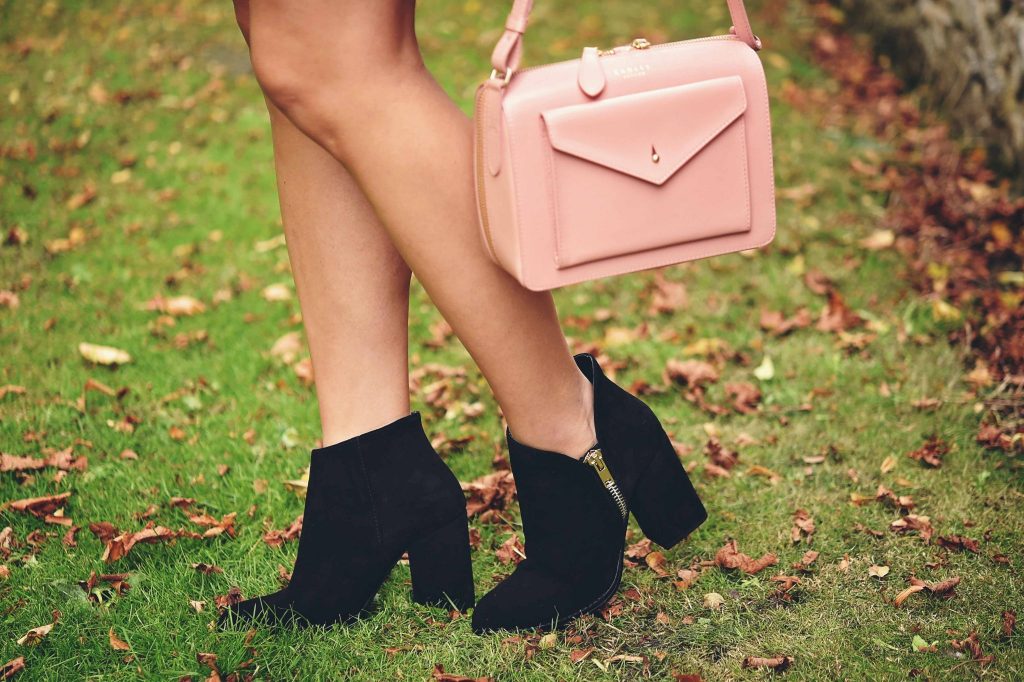 fur coat and bodycon dress