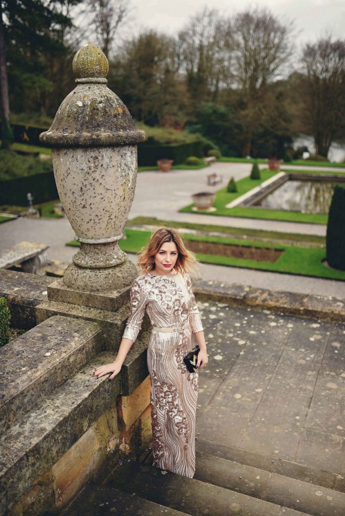 little mistress gold embellished dress