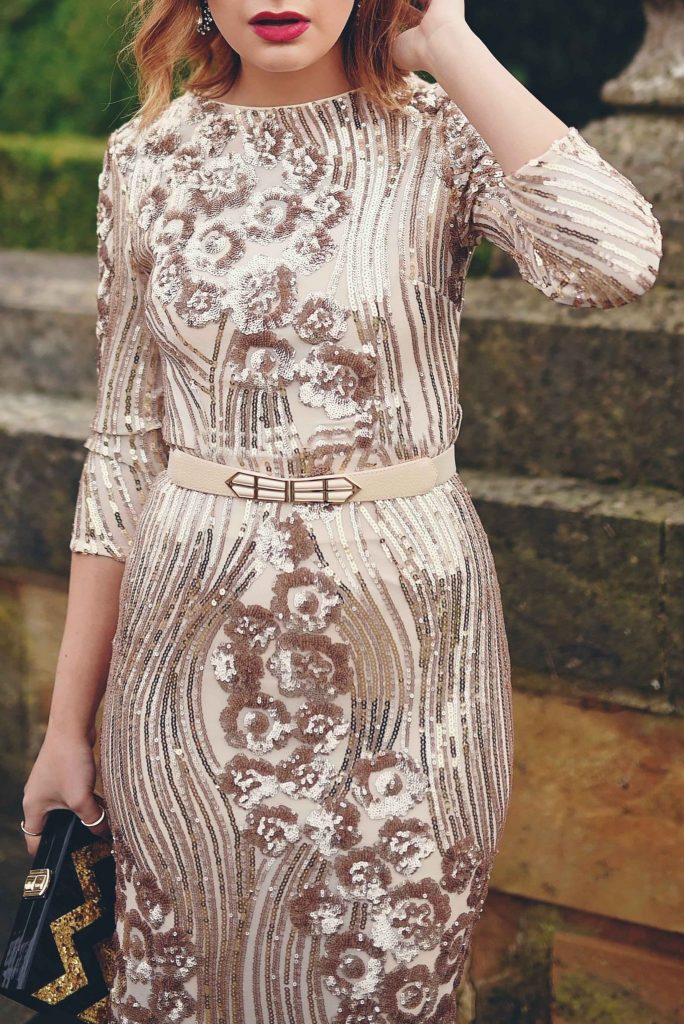 little mistress gold embellished dress