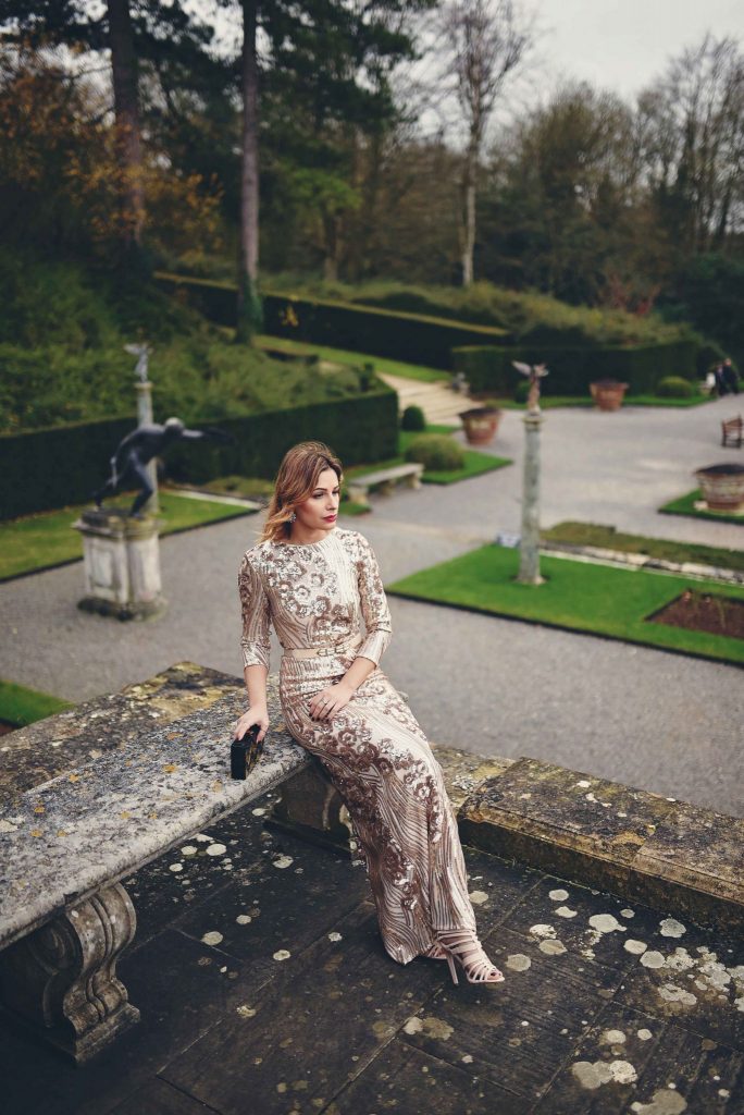 little mistress gold embellished dress