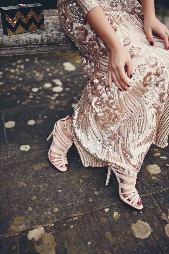 little mistress gold embellished dress